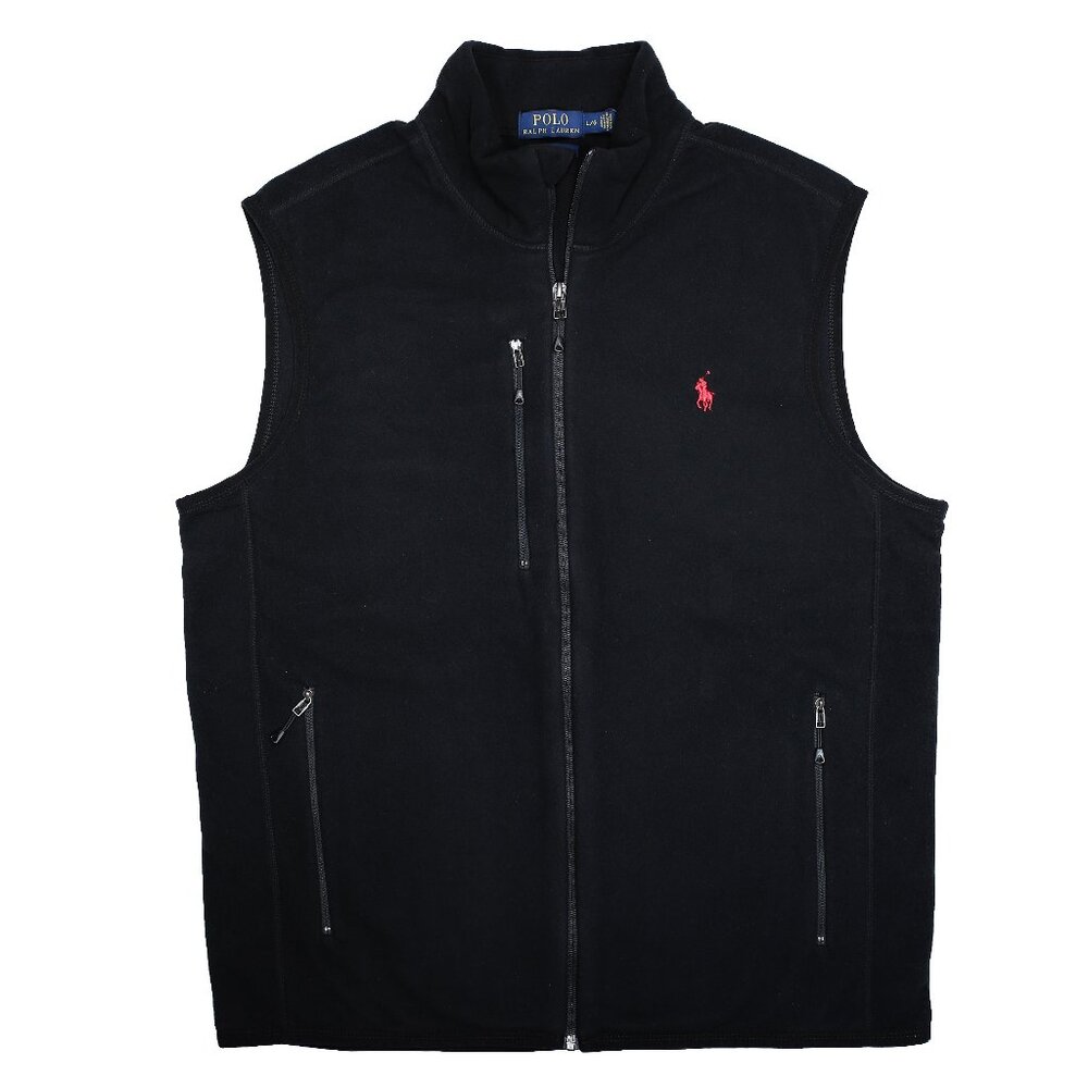 NWT Polo Ralph Lauren Men Pony Performance Fleece Vest Full Zip Black MSRP $148